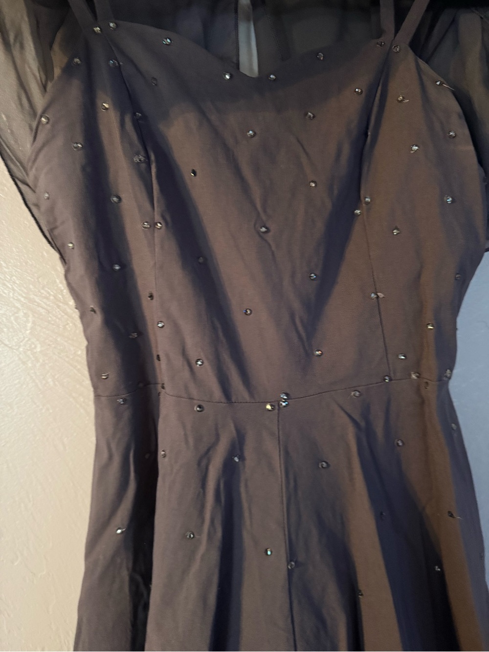 GownTown Gray Rhinestone Cape Dress Peter Pan Collar Size Small - Picture 3 of 5